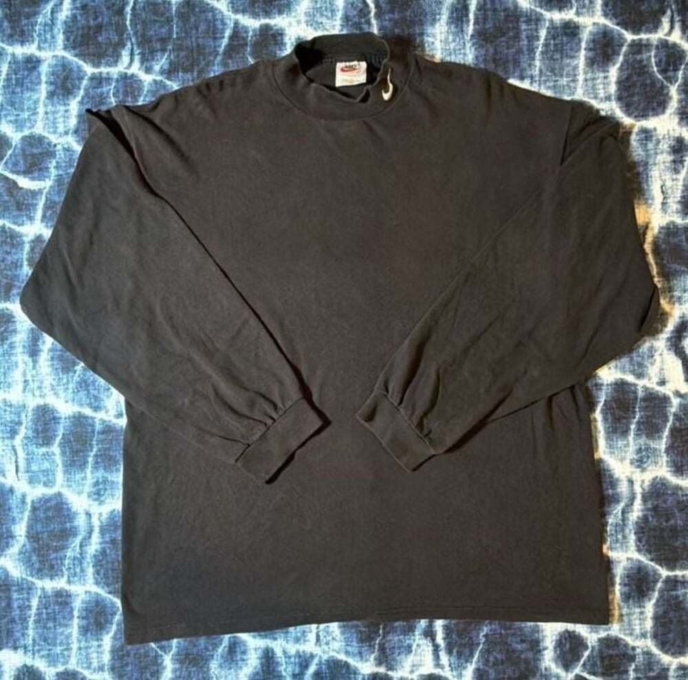 Vintage 90s Nike Swoosh Mock Neck Long Sleeve T-Shirt XXL Heavyweight